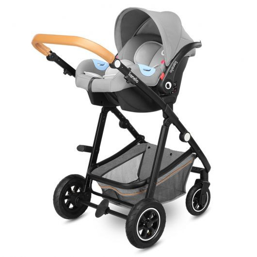 Poussette 3 en 1 Lionelo Amber - Nacelle - Coque Astrid Grey Stone