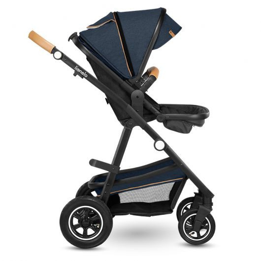Poussette 3 en 1 Lionelo Amber - Nacelle Blue Navy - Coque Astrid Black Onyx