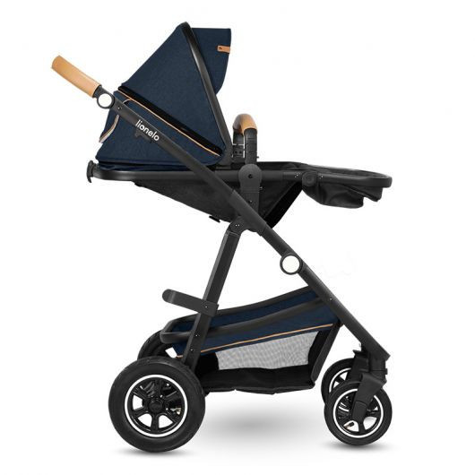 Poussette 3 en 1 Lionelo Amber - Nacelle Blue Navy - Coque Astrid Black Onyx