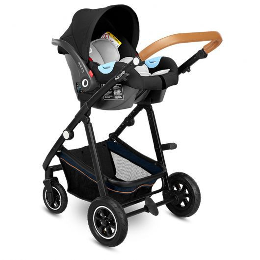 Poussette 3 en 1 Lionelo Amber - Nacelle Blue Navy - Coque Astrid Black Onyx