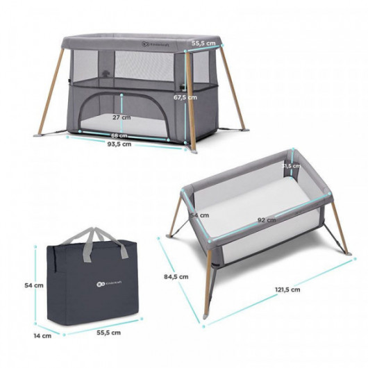 Lit 2 en 1 Kinderkraft Movi Gris/Bois