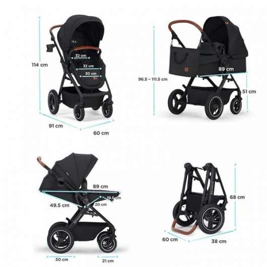 Poussette 3 en 1 Kinderkraft B-Tour Deep Black
