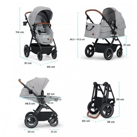 Poussette 3 en 1 Kinderkraft B-Tour Silver Grey