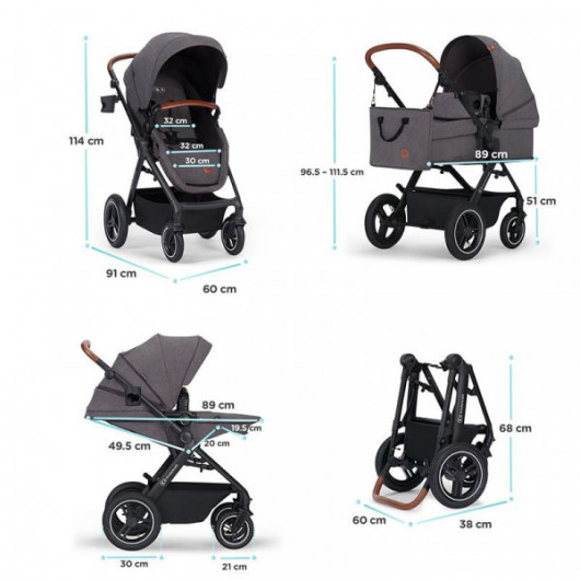 Poussette 3 en 1 Kinderkraft B-Tour Grey