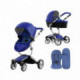 Poussette combinée Mima Xari Royal Blue - Châssis 3G Alu - Pack Starter Pack Flair Denim Bleu