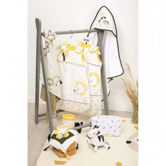 Cape de bain plus gant Sauthon pluche et pompon