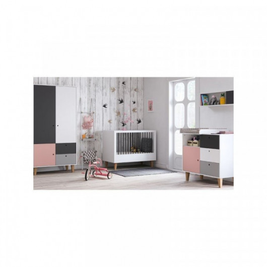 Armoire Vox Baby Concept White/Grey/Pink
