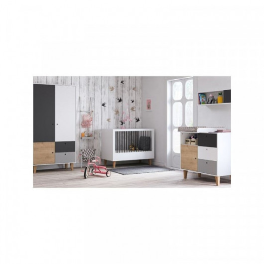 Armoire Vox Baby Concept White/White/Graphite/Grey/Oak