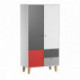 Armoire Vox Baby Concept White/White/Graphite/Grey/Red