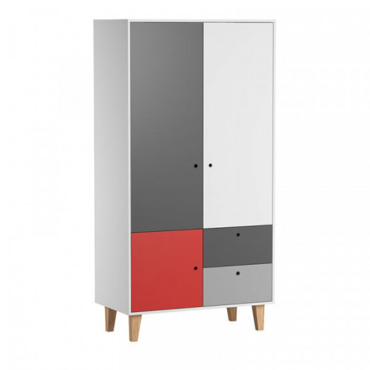Armoire Vox Baby Concept White/White/Graphite/Grey/Red