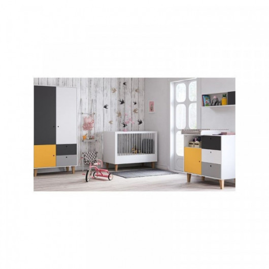 Armoire Vox Baby Concept White/White/Graphite/Grey/Saffron 