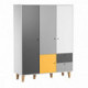 Armoire 3 portes Vox Baby Concept White/White/Graphite/Grey/Saffron