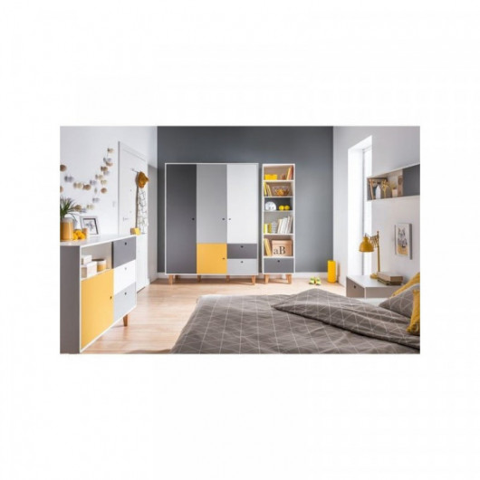 Armoire 3 portes Vox Baby Concept White/White/Graphite/Grey/Saffron