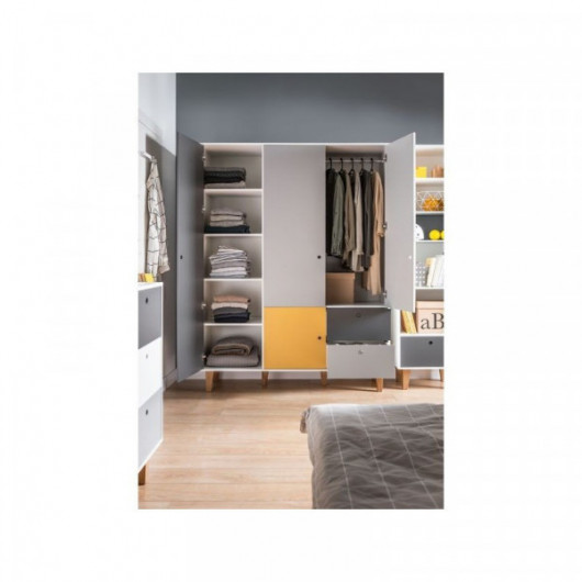 Armoire 3 portes Vox Baby Concept White/White/Graphite/Grey/Saffron