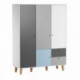 Armoire 3 portes Vox Baby Concept White/White/Graphite/Grey/Sky Blue