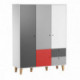 Armoire 3 portes Vox Baby Concept White/White/Graphite/Grey/Red