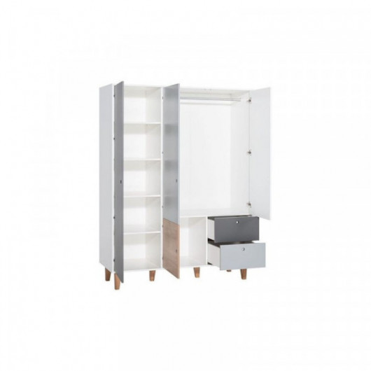 Armoire 3 portes Vox Baby Concept White/White/Graphite/Grey/Red