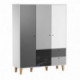 Armoire 3 portes Vox Baby Concept White/White/Graphite/Grey/Black