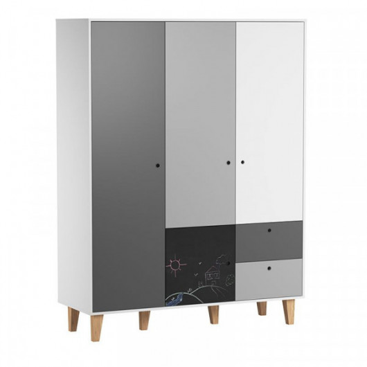 Armoire 3 portes Vox Baby Concept White/White/Graphite/Grey/Black