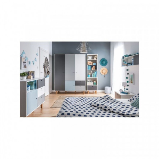 Armoire 3 portes Vox Baby Concept White/White/Graphite/Grey/Black