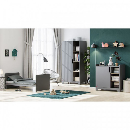 Commode avec plan à langer Vox Baby Leaf Graphite/Oak - ok