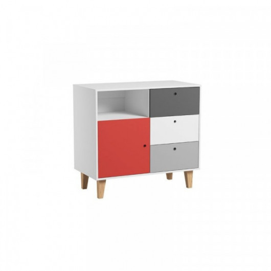 Commode et plan à langer Vox Baby Concept White/White/Graphite/Grey/Red
