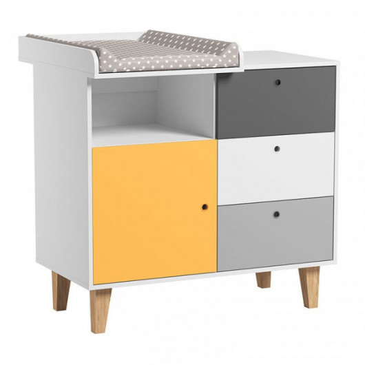Commode et plan à langer Vox Baby Concept White/White/Graphite/Grey/Saffron
