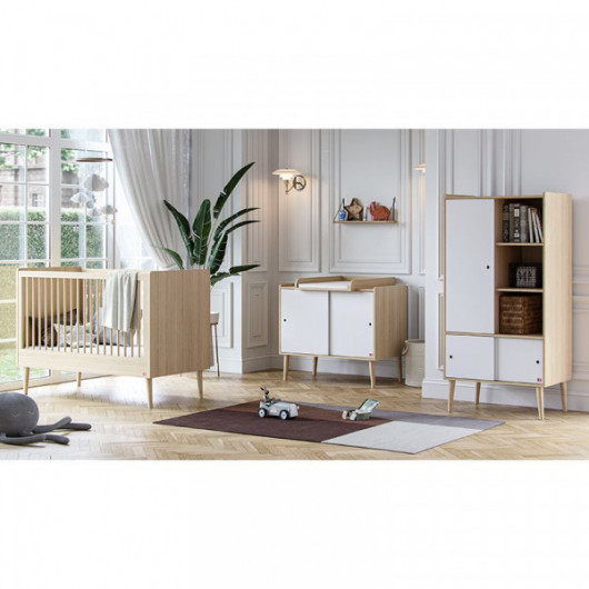 Commode Vox Baby Retro Oak/White avec plan à langer