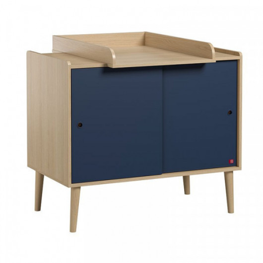 Commode Vox Baby Retro Oak/Indygo avec plan à langer