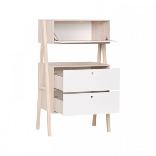 Commode  2 tiroirs + rangement Spot blanc/acacia Vox Baby