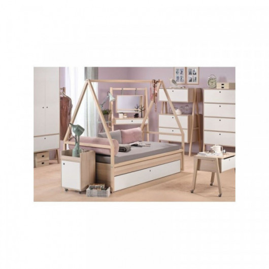 Commode  2 tiroirs + rangement Spot blanc/acacia Vox Baby