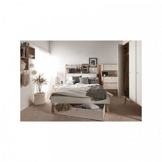 Commode  2 tiroirs + rangement Spot blanc/acacia Vox Baby
