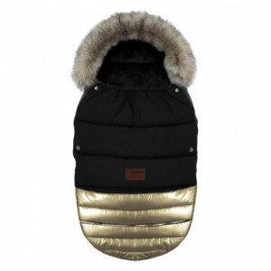 Chancelière à fourrure Baby Active Glossy Black Gold - Grand modèle