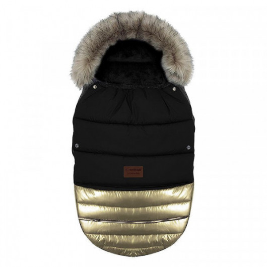 Chancelière à fourrure Baby Active Glossy Black Gold - Grand modèle