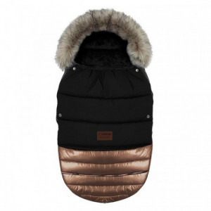Chancelière à fourrure Baby Active Glossy Black Rose Gold - Grand modèle
