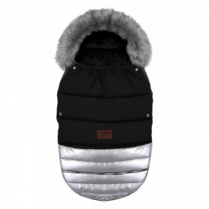 Chancelière à fourrure Baby Active Glossy Black Silver - Grand modèle