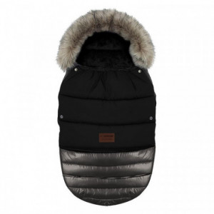 Chancelière à fourrure Baby Active Glossy Black Nikiel - Grand modèle