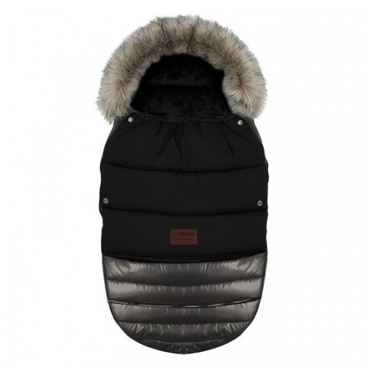 Chancelière à fourrure Baby Active Glossy Black Nikiel - Grand modèle