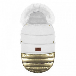 Chancelière à fourrure Baby Active Glossy White Gold - Grand modèle