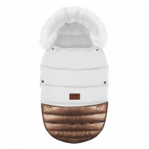 Chancelière à fourrure Baby Active Glossy White Rose Gold - Grand modèle