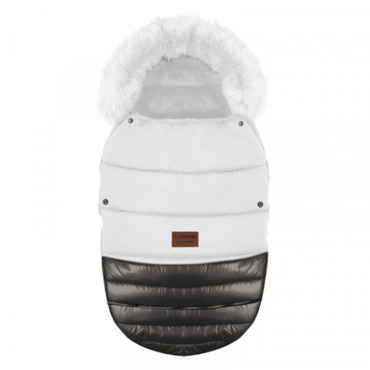 Chancelière à fourrure Baby Active Glossy White Nikiel - Grand modèle