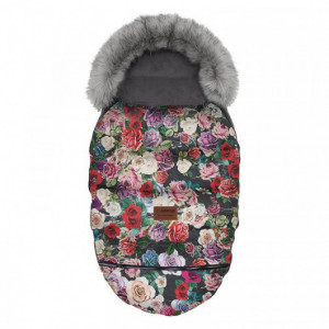 Chancelière à fourrure Baby Active Fleurs - Grand modèle