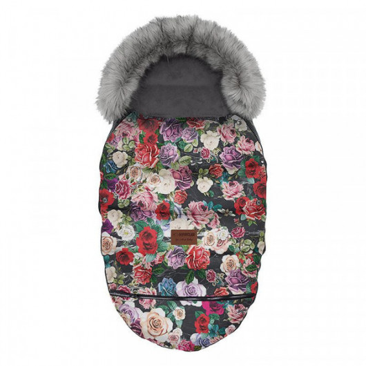 Chancelière à fourrure Baby Active Fleurs - Grand modèle