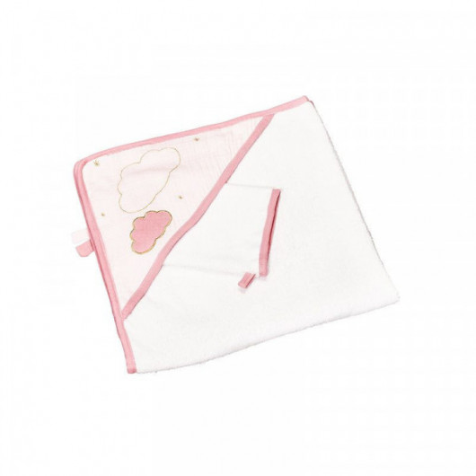 Cape de bain et gant Sauthon Lily Poudrée