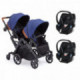 Poussette double évolutive Contours Curve Indigo - 2 Coques Cybex Aton 5 Deep Black