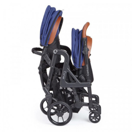Poussette double Contours Curve Indigo - 2 Coques Cybex Aton 5 Deep Black