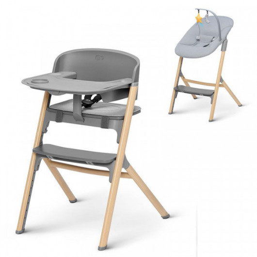 Chaise haute 4 en 1 Kinderkraft Igee + transat Calmee Wood