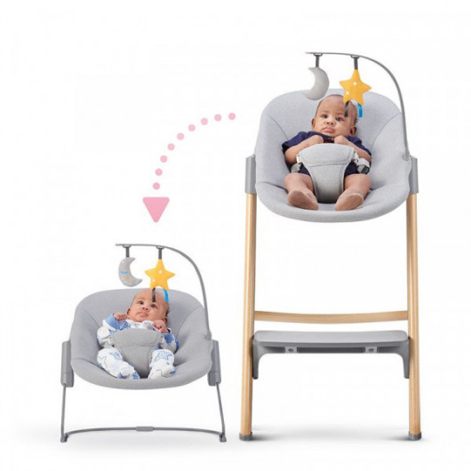 Chaise haute 4 en 1 Kinderkraft Igee + transat Calmee Wood