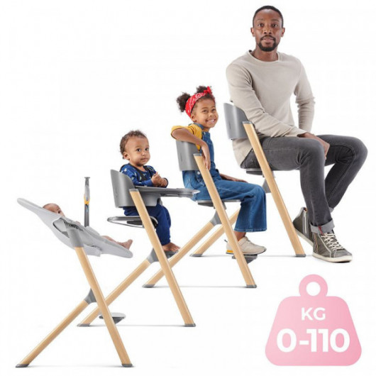 Chaise haute 4 en 1 Kinderkraft Igee + transat Calmee Grey