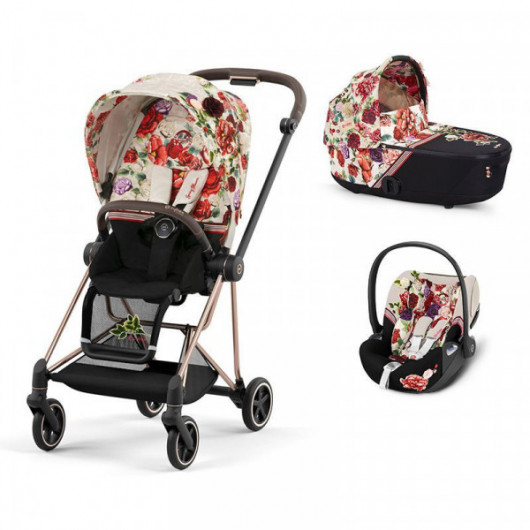 Poussette 3 en 1 Cybex Mios - Coque Cloud Z i-Size - Nacelle de luxe Spring  Blossom